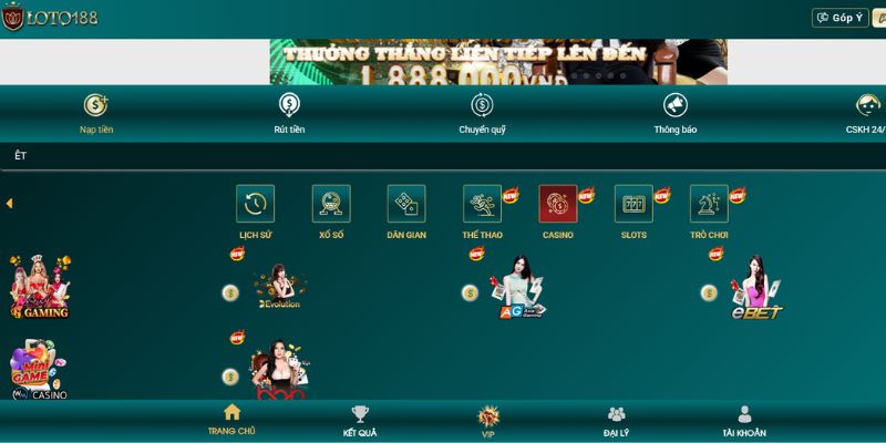 Các tựa game hot nhất tại Casino loto188 hiện nay